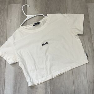 Afends Crop Top logo crewneck short sleeve womens Cream (size 4) casual normcore